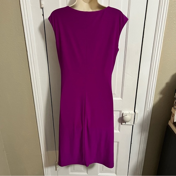 Lauren Ralph Lauren Faux Wrap Ruched Sleeveless Dress Size 10 Purple Z - Picture 2 of 7